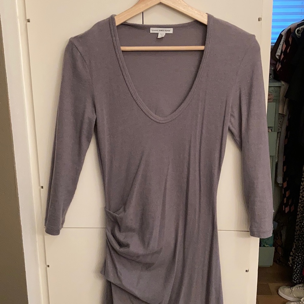 James Perse 3/4 sleeve taupe scoop neck dress